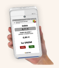 Écran de don affiché sur un terminal de paiement