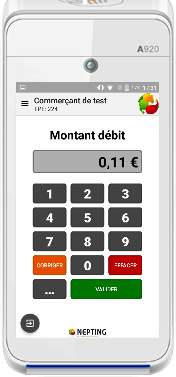 Le commerçant saisit le montant