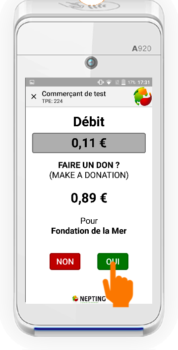 Le client accepte le don