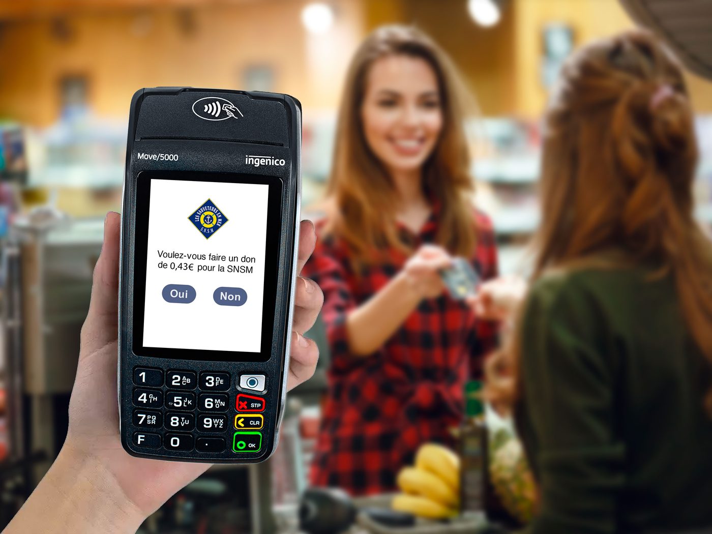 Don proposé sur le terminal de paiement en caisse