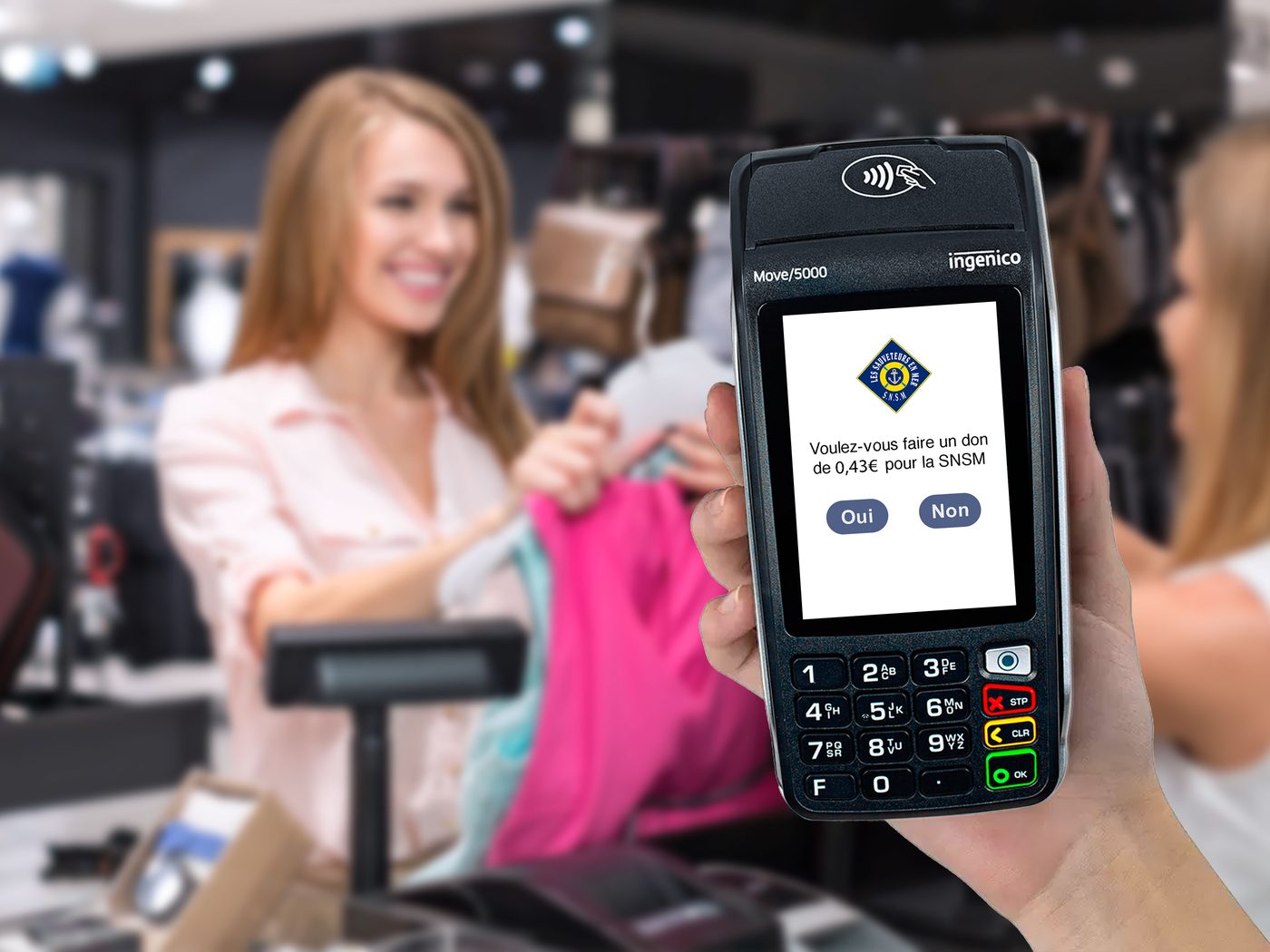 Don proposé sur le terminal de paiement en magasin
